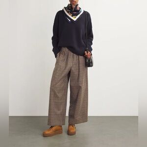 MaxMara Checkered Wool Blend in Blue and Brown